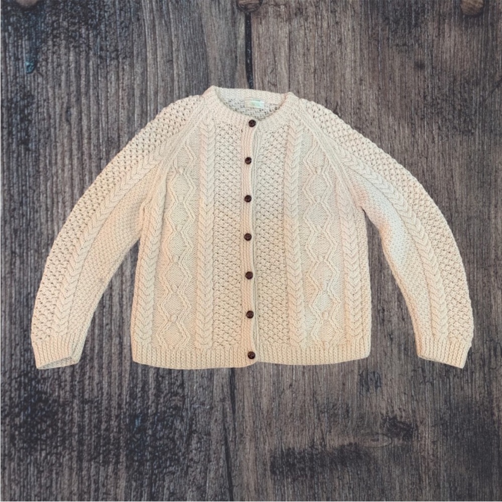 Vintage Irish Aran Wool HandKnit Fisherman Sweater
